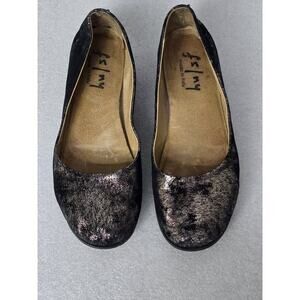 fslny Brown Snakeskin Suede Mini Wedge Size 8 Made In Italy Slip On